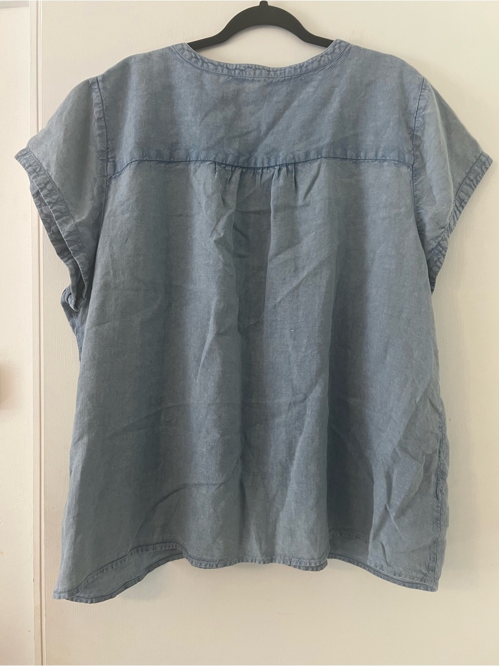 Linen Coldwater Creek Light Blue Embroidered V-Neck Tunic size 2X (Q106) - Picture 5 of 10